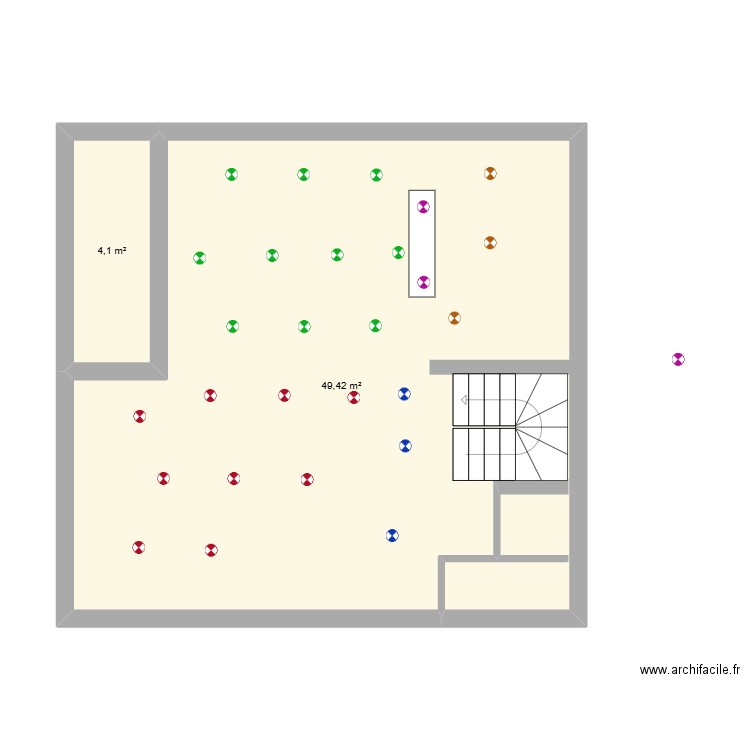MAISON. Plan de 2 pièces et 54 m2