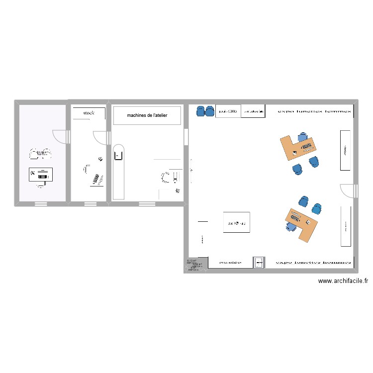 magasin. Plan de 4 pièces et 16 m2