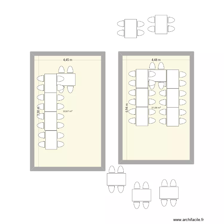 Plan mariage. Plan de 2 pièces et 64 m²