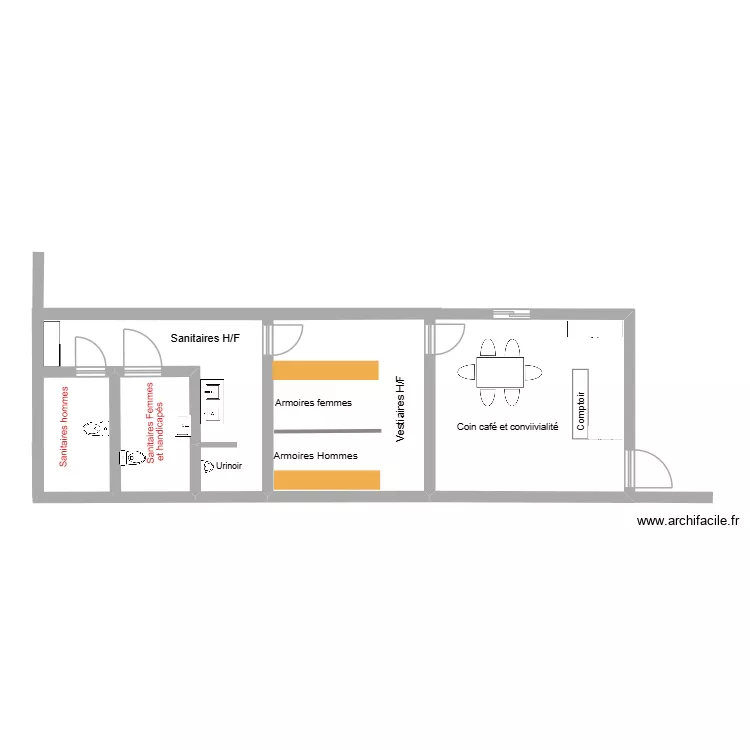 Etude 1 voltaire sanitaires - caf&eacute;. Plan de 