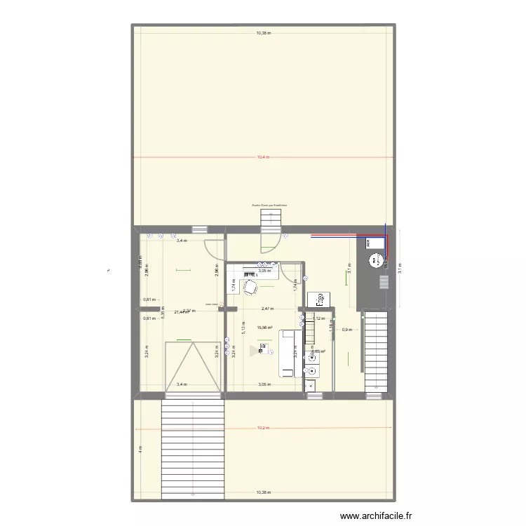 plan projet am&eacute;nag&eacute; SS amenager. Plan de 4  et 237 m²