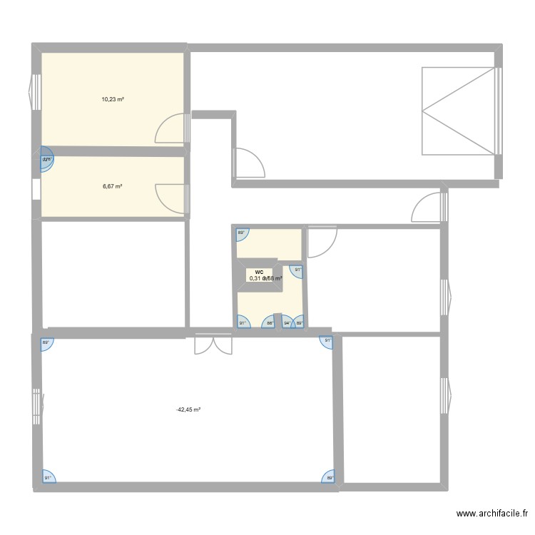 la roche sur yon. Plan de 5 pièces et 53 m2