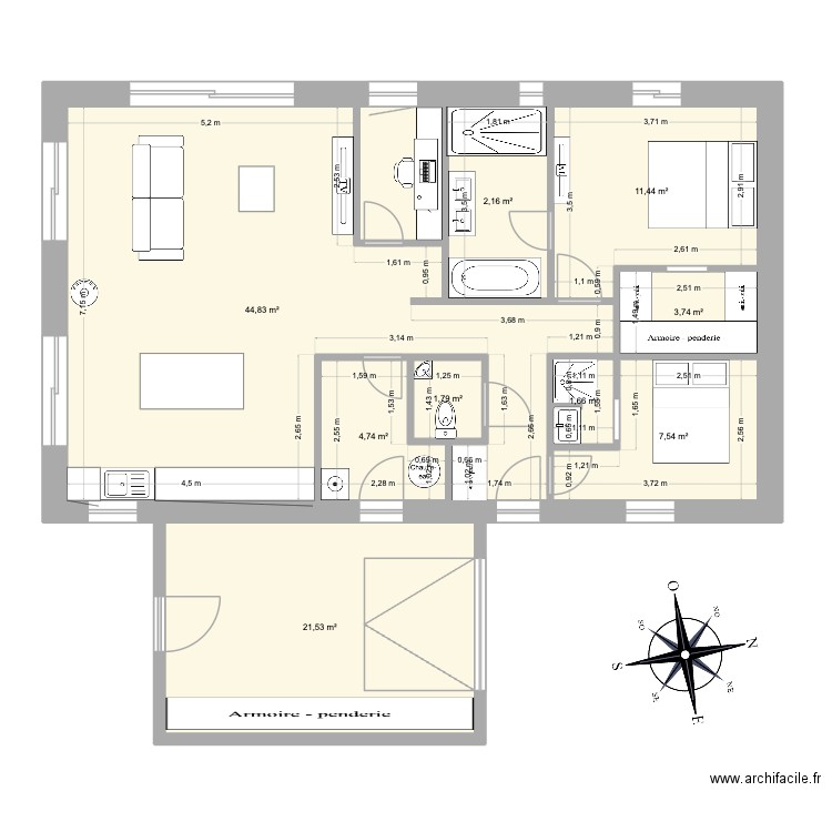 pont l abbe. Plan de 10 pièces et 104 m2