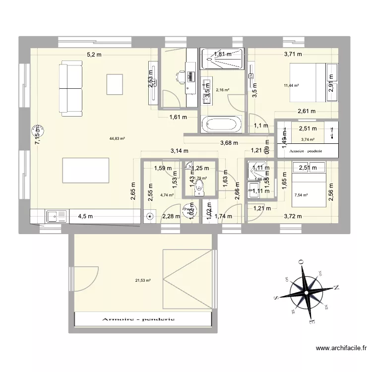 pont l abbe. Plan de 9 pièces et 104 m²