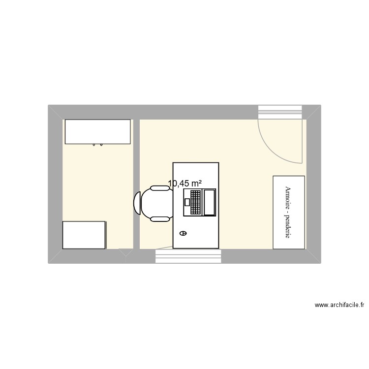 plan bureau etage. Plan de 1 pièce et 10 m2