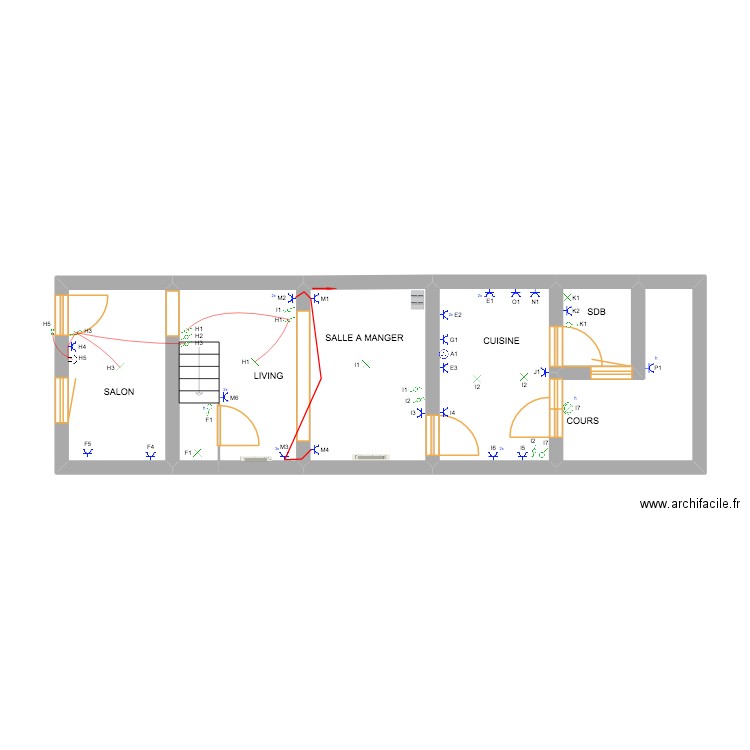 Fleurus. Plan de 12 pièces et 117 m2