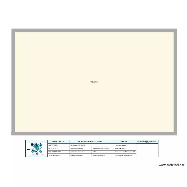 MODEL LOGO VIDE1. Plan de 1  et 119 m²
