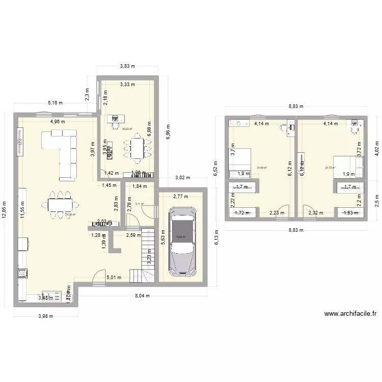 Agrandissement A. Plan de 6 et 161 m² Agrandissement A. Plan de 6 et 161 m²