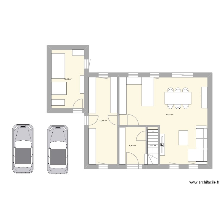 Maison 2 - RDC. Plan de 5 pièces et 83 m2