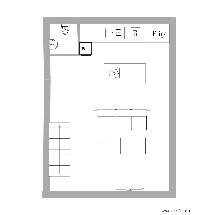 portissol. Plan de 1 pièce et 46 m2
