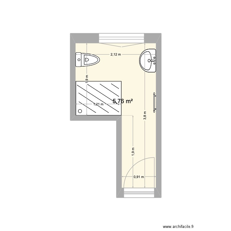 Plan gascon. Plan de 1 pièce et 6 m2