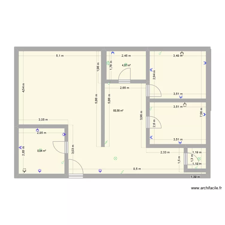 joshley. Plan de 3 pièces et 81 m²