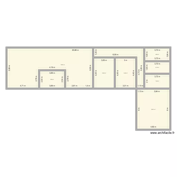 3 yas. Plan de 8  et 166 m²