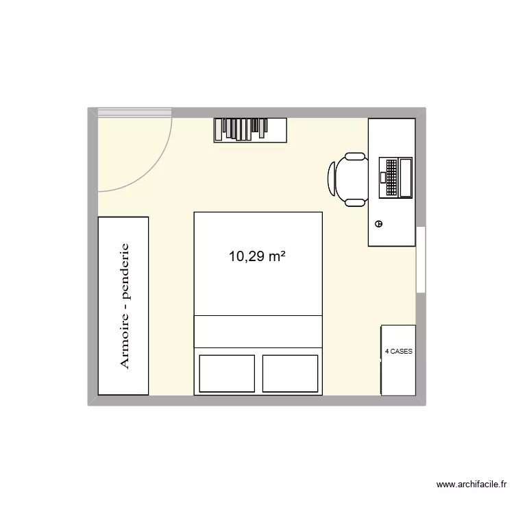 Chambre Cl&eacute;. Plan de 1  et 10 m²