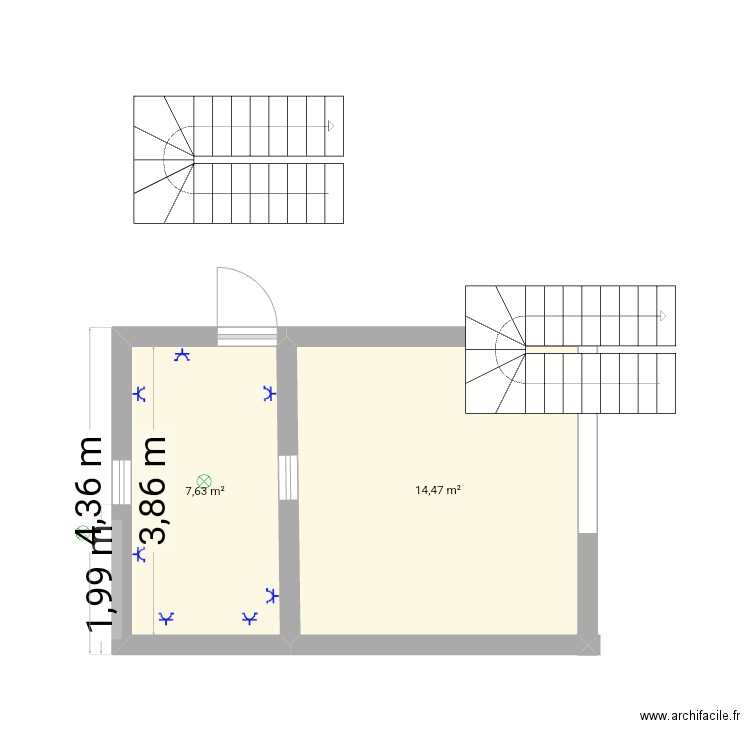 Rien. Plan de 2 pièces et 22 m2