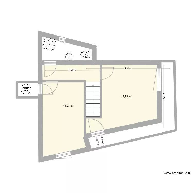 Maison 1 &eacute;tage Mourareau. Plan de 2  et 27 m²