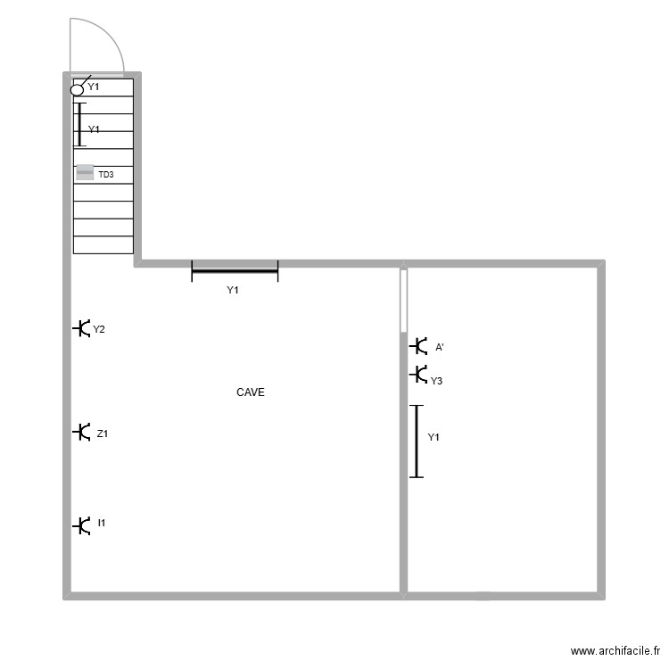 SAHRWI4. Plan de 1 pièce et 26 m2