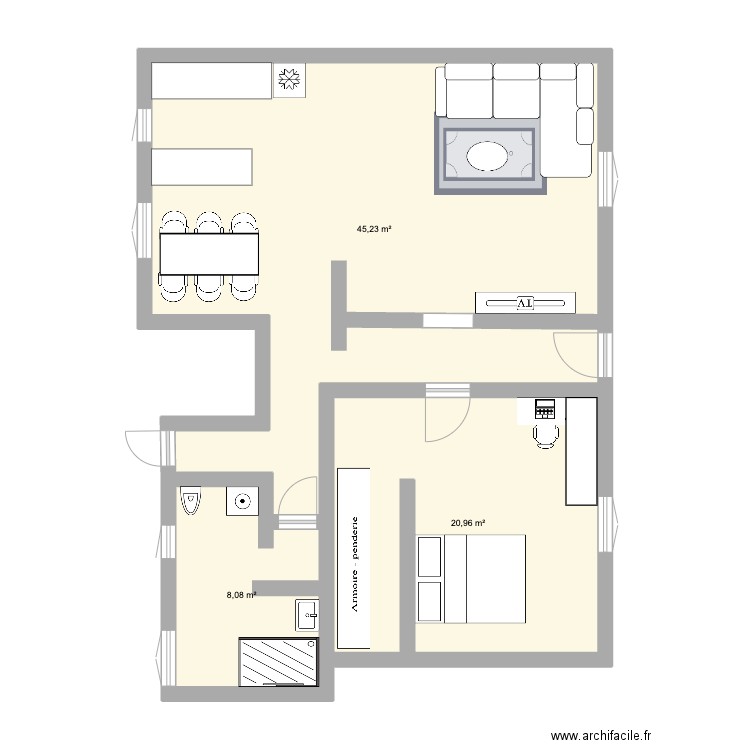 Appart 2025. Plan de 3 pièces et 74 m2