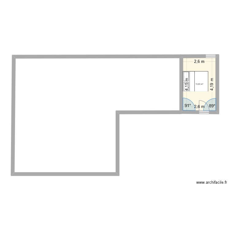 portugal vierge. Plan de 1 pièce et 11 m2