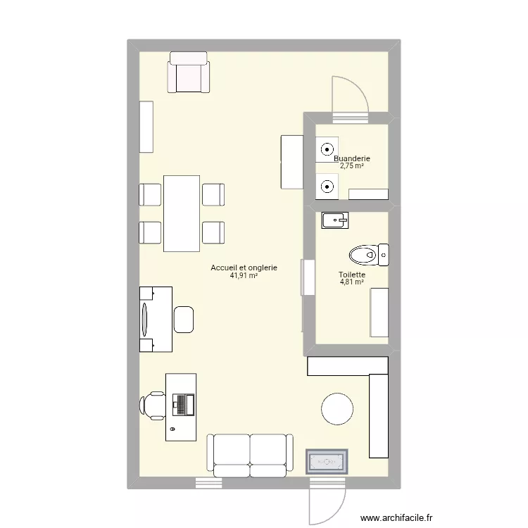 Plan 1 de l'institut belle et zen. Plan de 3 et 49 m² Plan 1 de l'institut belle et zen. Plan de 3 et 49 m²