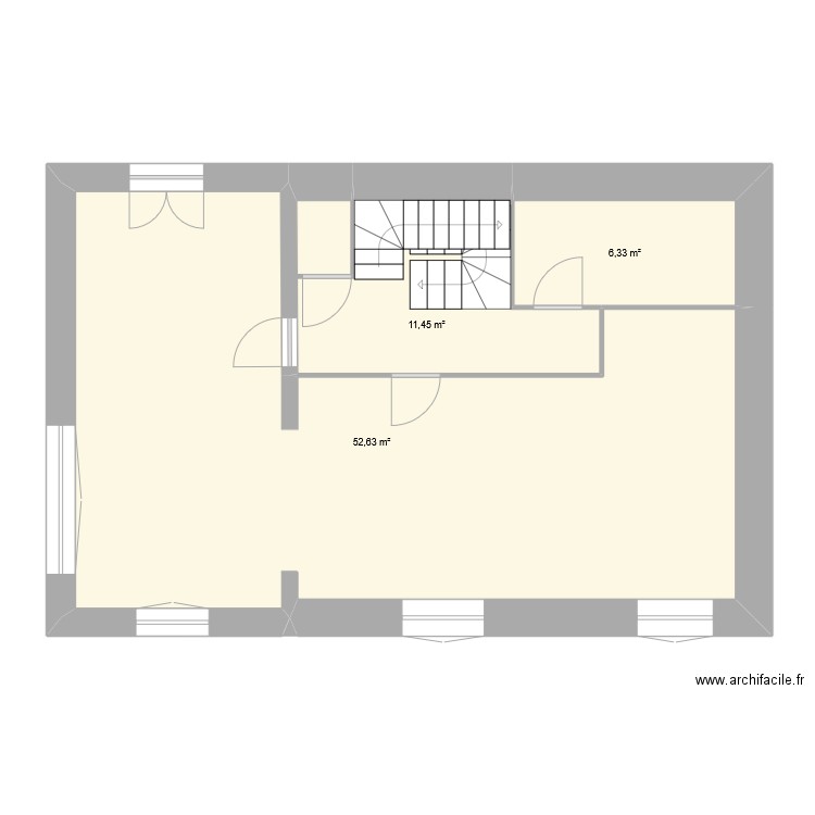 premier etage. Plan de 3 pièces et 70 m2