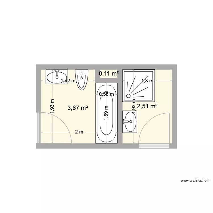 PROJET HILAIRE - ETAT DES LIEUX. Plan de 3  et 6 m²