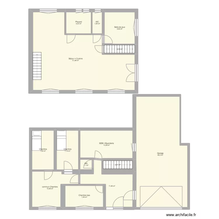 Maion mitoyenne 2.0. Plan de 14  et 180 m²