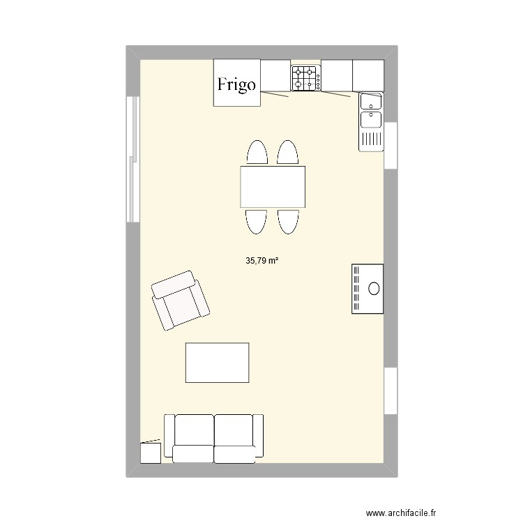 familiatorp. Plan de 1 pièce et 36 m2