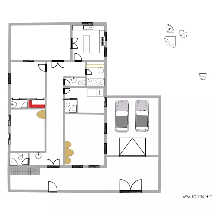 maison mohamed 3. Plan de 3 pièces et 56 m²