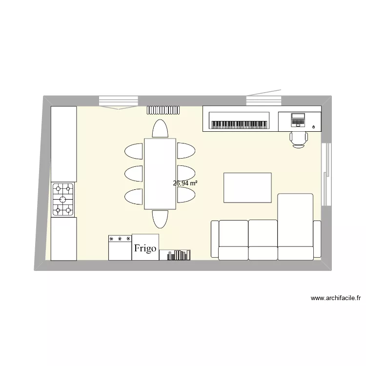 CUISINE EXTERIEUR. Plan de 1  et 27 m²