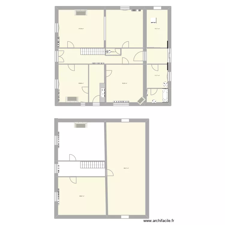 Prechac rdc. Plan de 8  et 193 m²