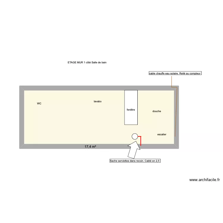 ETAGE Mur 2 salle de bain. Plan de ETAGE Mur 2 salle de bain. Plan de