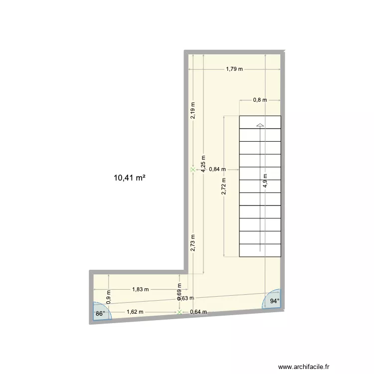 Couloir. Plan de 1 et 10 m² Couloir. Plan de 1 et 10 m²
