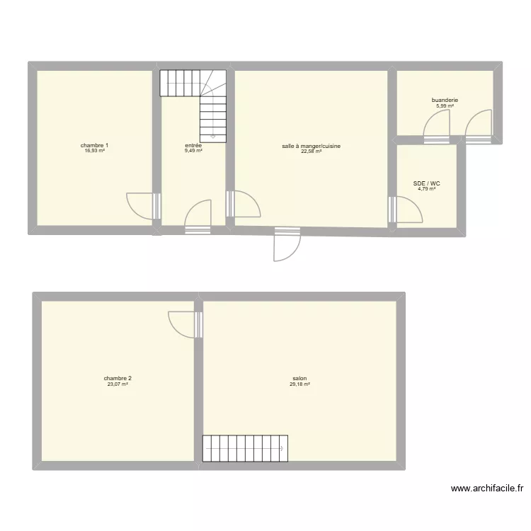 monfaucon. Plan de 7 pièces et 112 m²