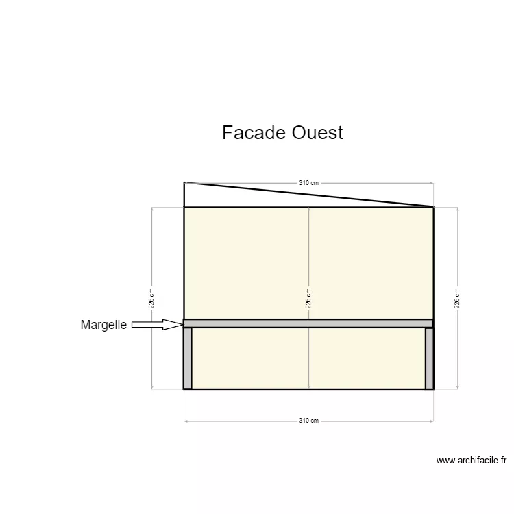 Extension cave fa&ccedil;ade ouest. Plan de 