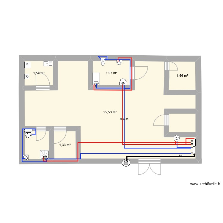 triki. Plan de 5 pièces et 32 m2