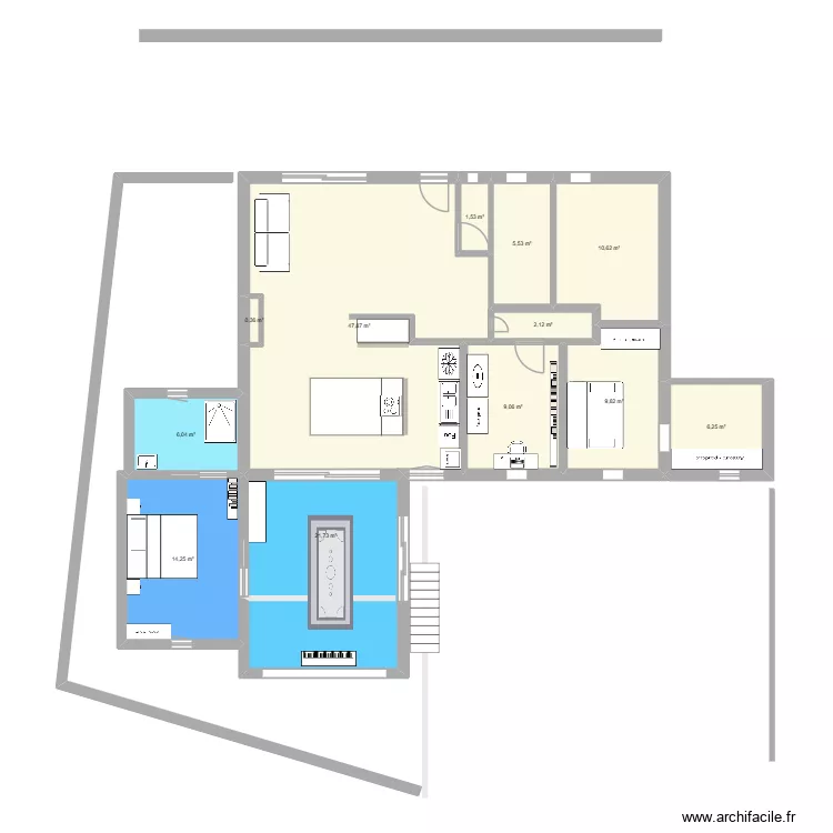extension2. Plan de 12  et 135 m²