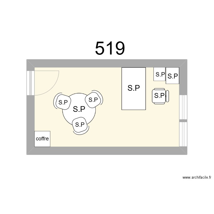 Bureau R 519 S.PROSPER. Plan de 1 pièce et 12 m2