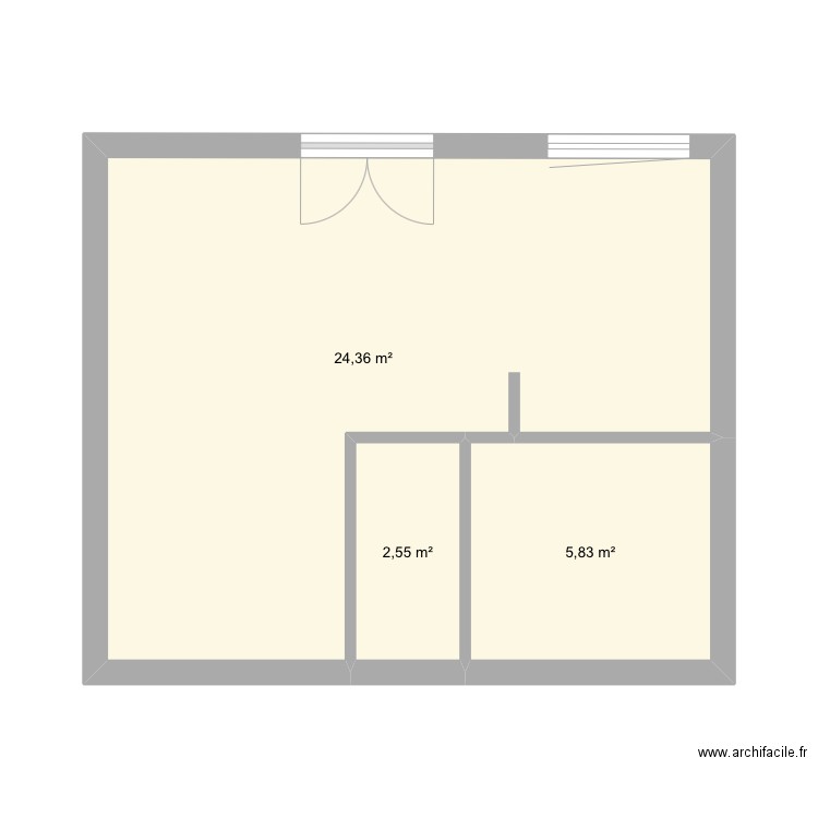 rr appart. Plan de 3 pièces et 33 m2