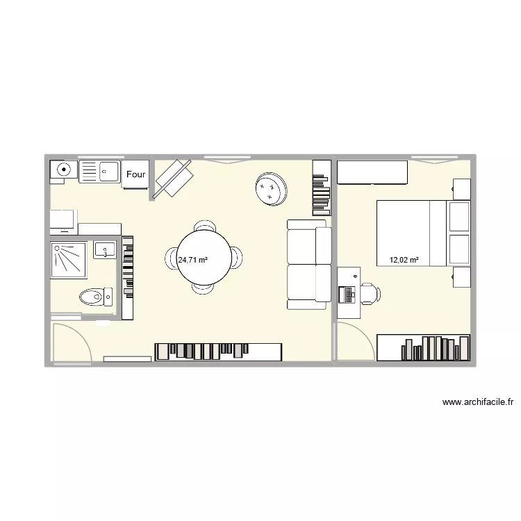 Paris 5. Plan de 2  et 37 m²