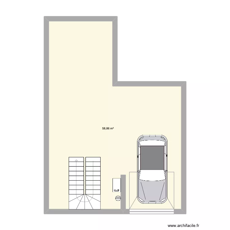 Garage. Plan de 1  et 59 m²