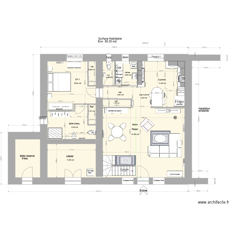 Loft Agrandissement R de C+1m**. Plan de 0 pièce et 0 m2