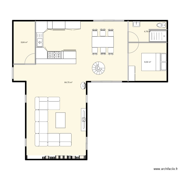 plan deuxiemle. Plan de 4 pièces et 84 m2