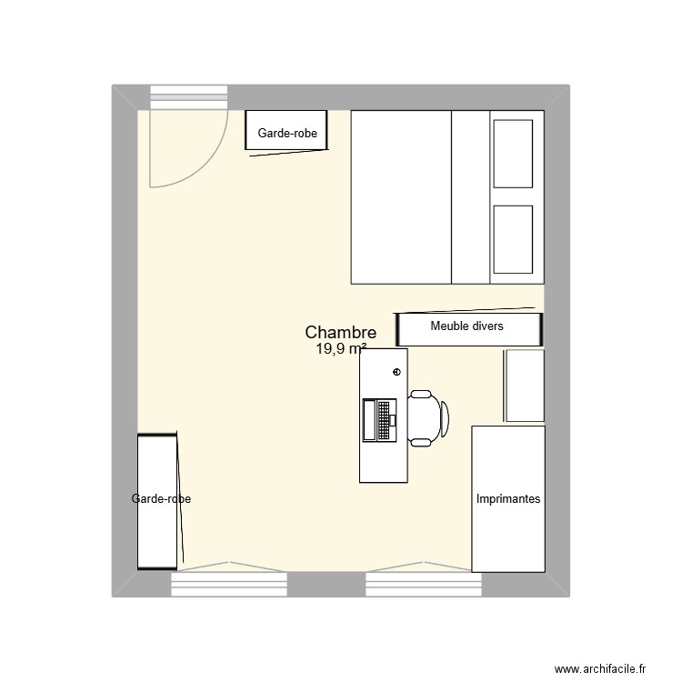 Chambre temporaire Jemappes. Plan de 1 pièce et 20 m2