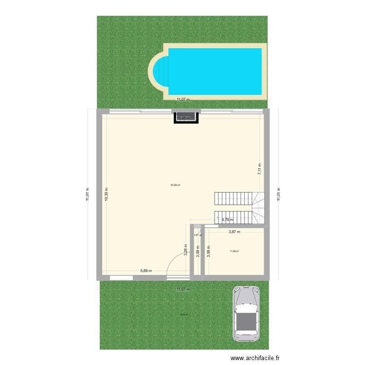 PLAN VILLA DAR BOUAZZA. Plan de 3 pièces et 106 m2