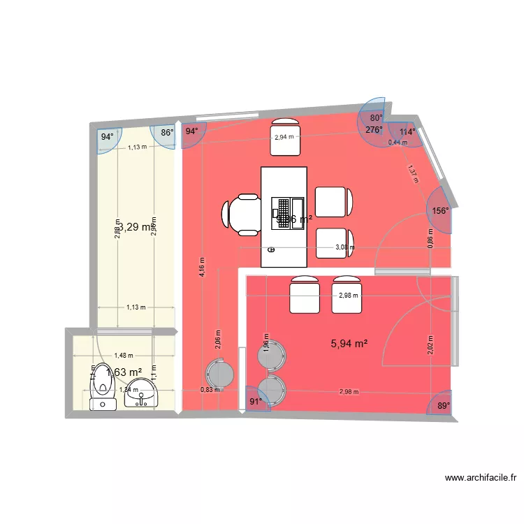 Plan initial jonzac projet final. Plan de 4 pièces et 21 m²