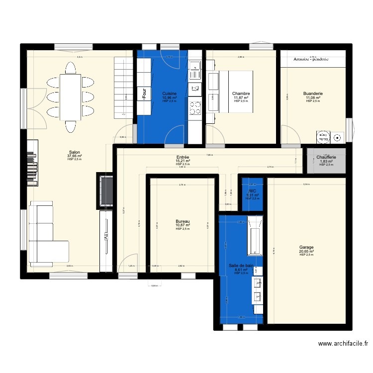 RDC Tancre 63. Plan de 10 pièces et 130 m2