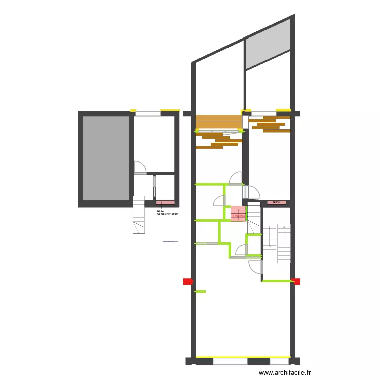BAUCQ 77 1e &eacute;tage SOLS. Plan de 13  et 100 m²