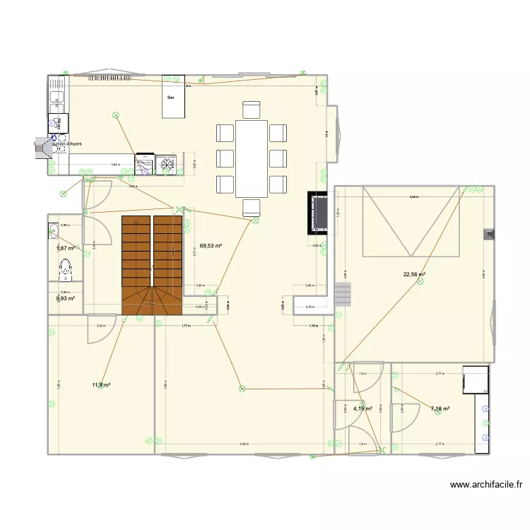 RDC 24 Men Du MODIF CUISINE. Plan de 7  et 118 m²