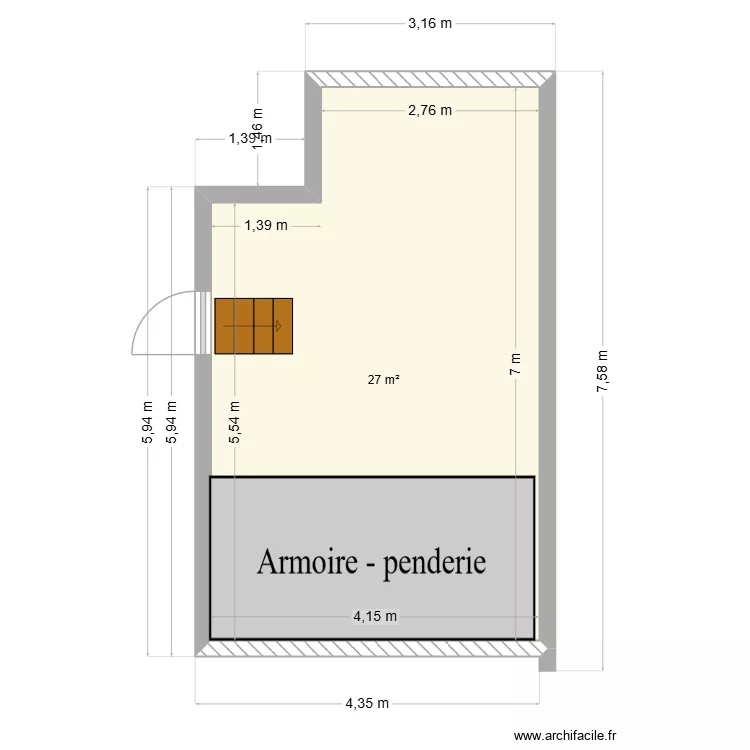 chambre nous. Plan de 1  et 27 m²